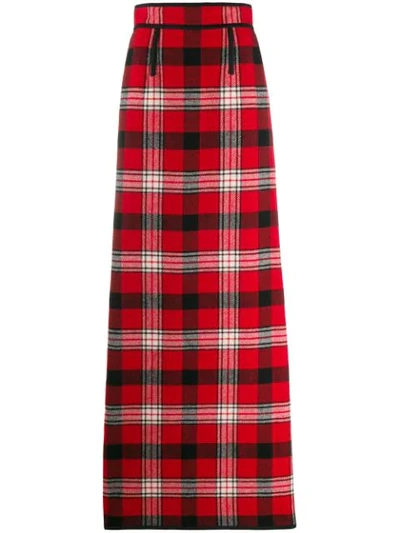 Dsquared2 Flannel Checked Long Skirt In Red