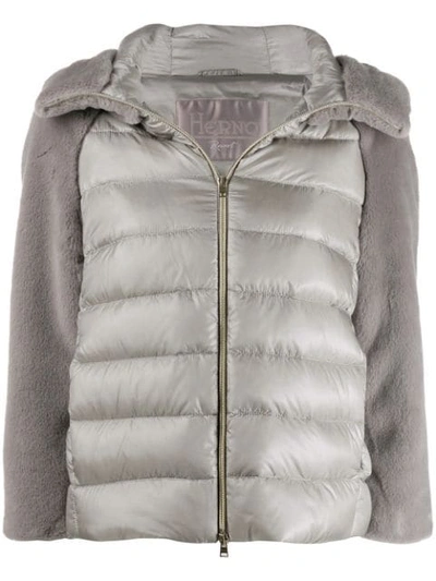 Herno Contrasting Sleeve Puffer Jacket In 9408 Grey
