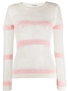 Miu Miu Loose Knit Striped Jumper In White