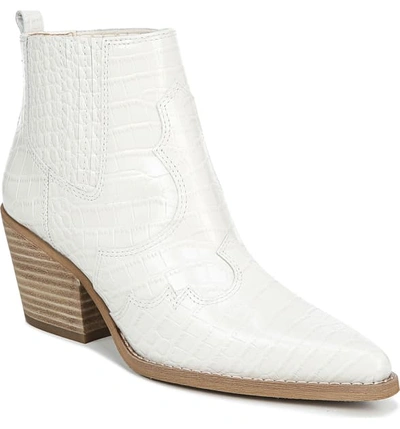 Sam Edelman Women's Winona Pointed-toe Mid-heel Leather Booties In Modern Ivory Leather
