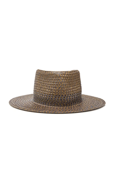 Eric Javits Bayou Squishee Straw Fedora In Navy