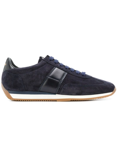 Tom Ford Men's Orford Suede Trainer Sneakers In Blue