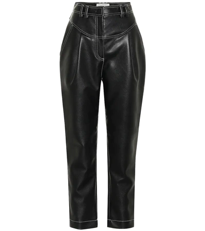 Philosophy Di Lorenzo Serafini High-waisted Faux Leather Trousers In Black