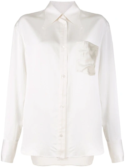 Deveaux Dawn Long-sleeved Satin Shirt In White