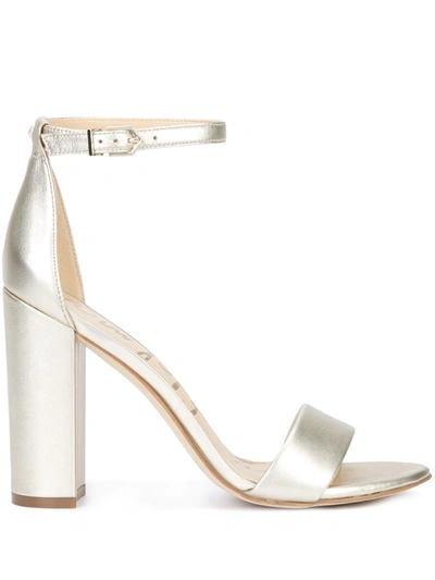 Sam Edelman 'daniella' Ankle Strap Metallic Leather Sandals In Silver