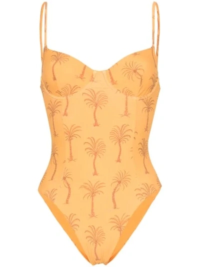 Onia Isabella Palm Tree Print Swimsuit In Orange