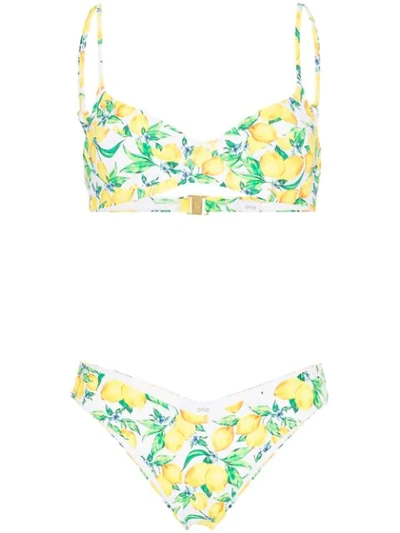 Onia Lydia Delilah Lemon-print Bikini In White