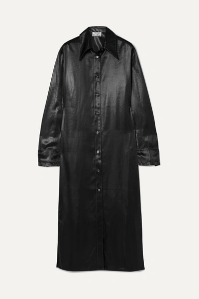 Acne Studios Dimara Satin Shirt Dress In Black