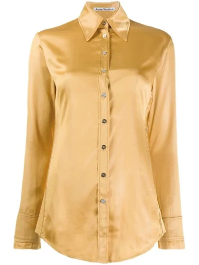 Acne Studios Satin Button-up Shirt In Yellow