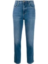 Frame Cropped Skinny Jeans In Blue