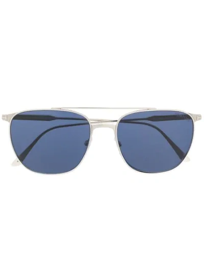 Tom Ford Rectangle Frame Sunglasses In Silver