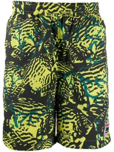 Billionaire Boys Club Jungle Print Beach Shorts In Acid Green