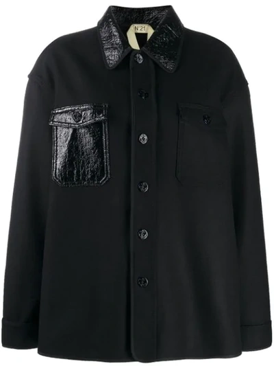 N°21 Patent Panel Shirt In Black