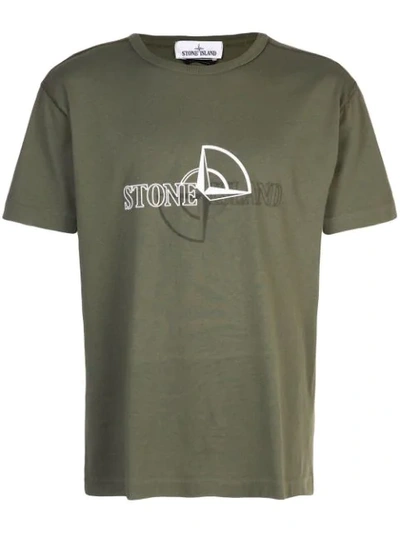 Stone Island Logo Print T-shirt In Green