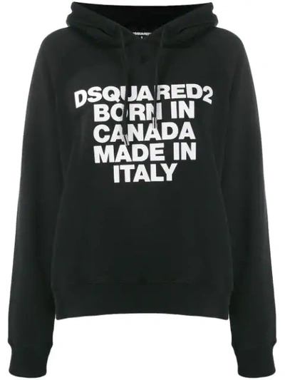 Dsquared2 Rubberized Print Black Hoodie