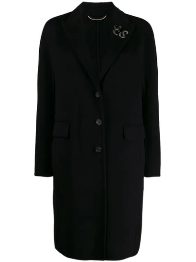 Ermanno Scervino Monogram Buttoned Coat In Black