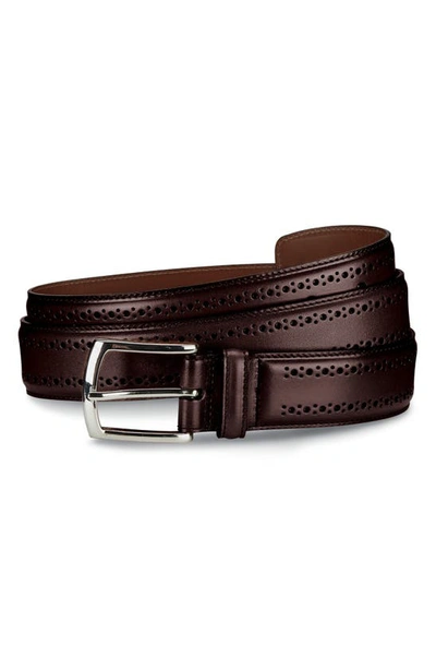 Allen Edmonds Manistee Brogued Leather Belt In Oxblood