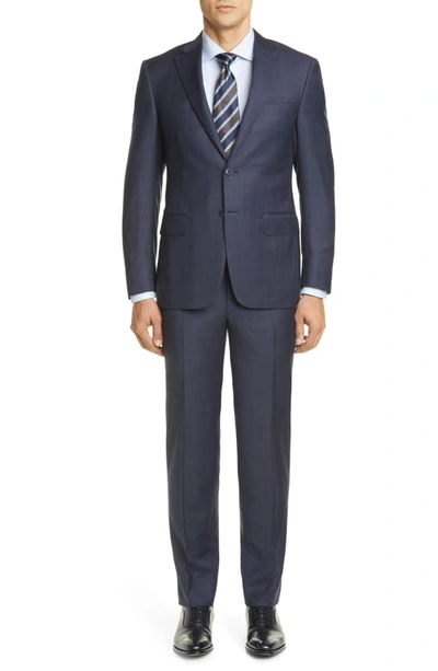 Canali Sienna Soft Plaid Wool Suit In Blue