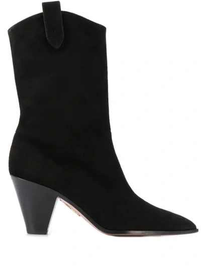 Aquazzura Boogie Cowboy Suede Ankle Boots In Black