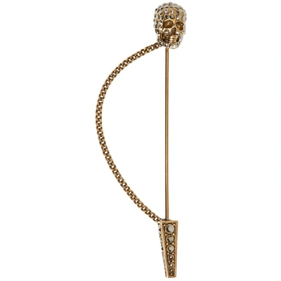 Alexander Mcqueen Gold Skull Pin Brooch In 7344 0448