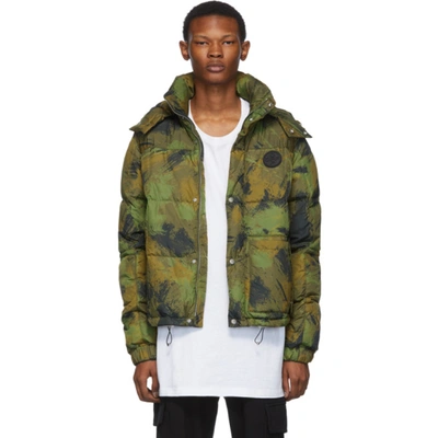 Off-white Camouflage Padded Jacket In Green