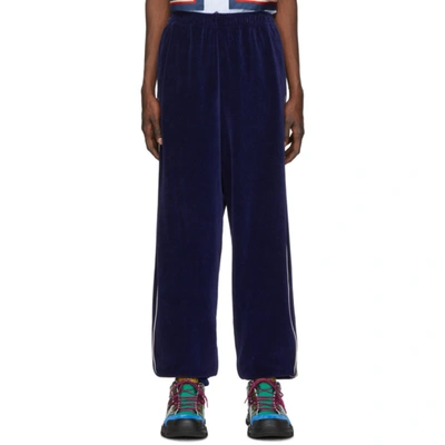 Gucci Blue Loose Chenille Lounge Pants In 4541 Multi