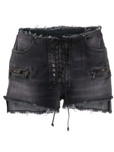 Ben Taverniti Unravel Project Unravel Black Denim Full Zip Shorts