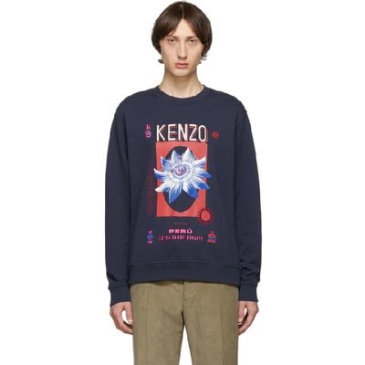 Kenzo Logo Print Sweatshirt In 78 Ink