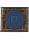 Fendi Wallet Bi-fold Ff Blue In Brown