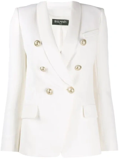 Balmain Vscose-wool Blend Blazer In White