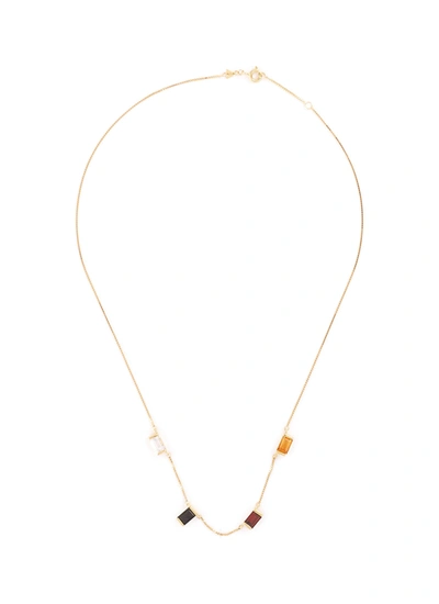 Aliita 'deleite' Gemstone Station 9k Yellow Gold Necklace In Metallic