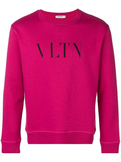 Valentino Vltn Print Sweatshirt In Fuchsia