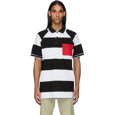 Burberry Rugby Stripe Tipped Cotton Pique Oversized Polo Shirt In Black/white