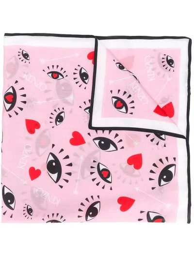 Kenzo Patterned Scarf In Pink