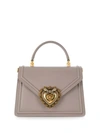 Dolce & Gabbana Medium Devotion Bag In Smooth Calfskin In Grey