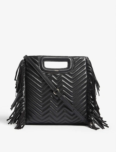 Maje Womens Black M Quilted Leather Shoulder Bag 1 Size