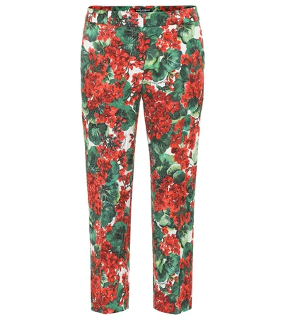 Dolce & Gabbana Geranium Floral-brocade Straight-leg Crop Pants In Multi