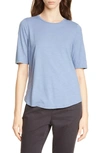 Eileen Fisher Organic Cotton Elbow-sleeve Jersey Tee In Chambray