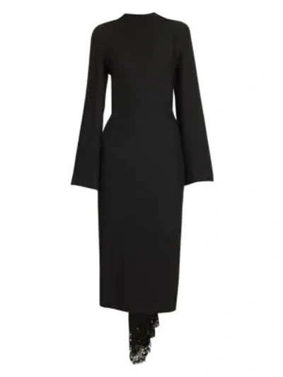 Valentino Women's Long Sleeve Lace Back Midi Dress In Black