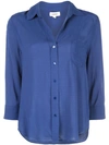 L Agence Ryan 3/4-sleeve Button-down Blouse In Blue