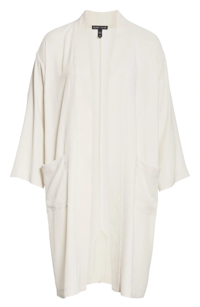 Eileen Fisher Silk Georgette Crepe Kimono Jacket In Bone