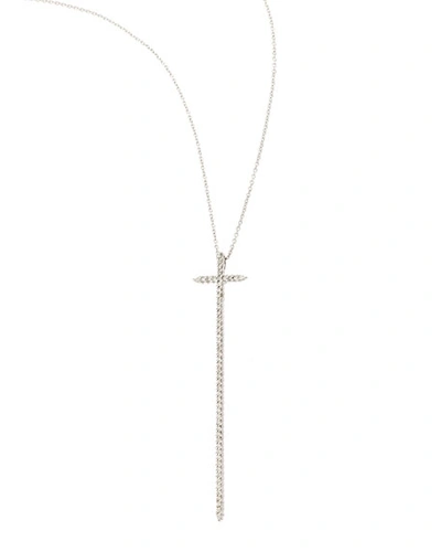 Roberto Coin 16-18" White Gold Elongated Cross Pendant Necklace