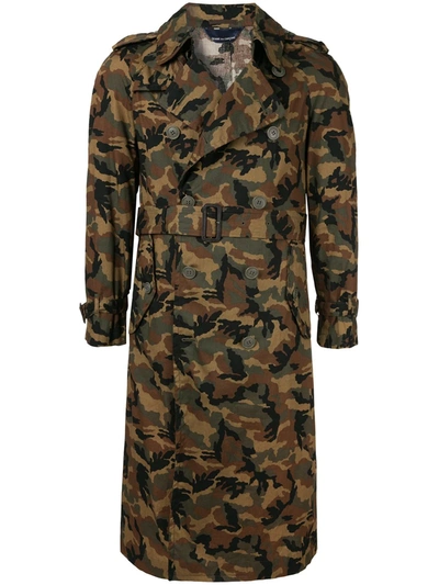 Pre-owned Comme Des Garçons Double Breasted Camouflage Trenchcoat In Multicolour