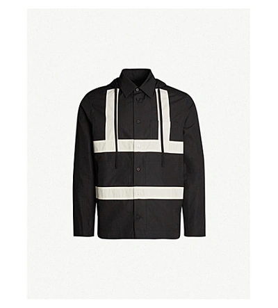 Craig Green Hooded Panelled Cotton Shirt In Black