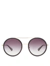 Gucci 56mm Round Sunglasses In Black In Grey