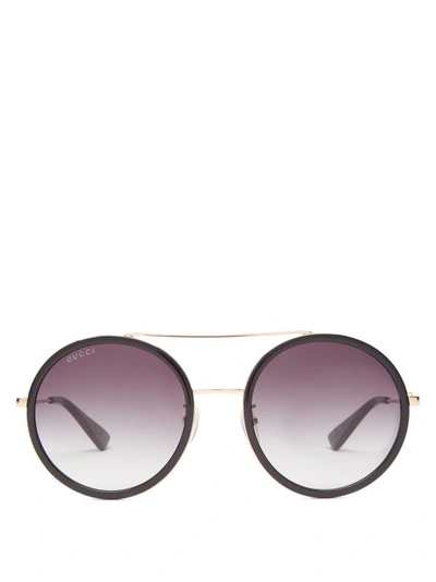 Gucci 56mm Round Sunglasses In Black In Grey