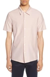 Theory Isak Short Sleeve Button Up Knit Shirt In Tint