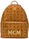 Mcm Trilogie Stark Backpack In Visetos In Cognac