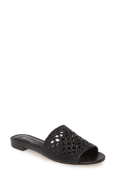 Michael Michael Kors Women's Augustine Woven Leather Slide Sandals In Black