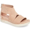 Eileen Fisher Women's Perforated Crisscross Platform Sandals In Toffee/ Cream Nubuck